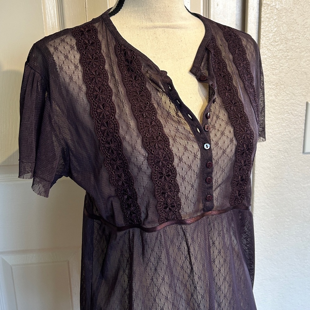 Dark Purple Sheer Gothic Core Blouse Size Medium